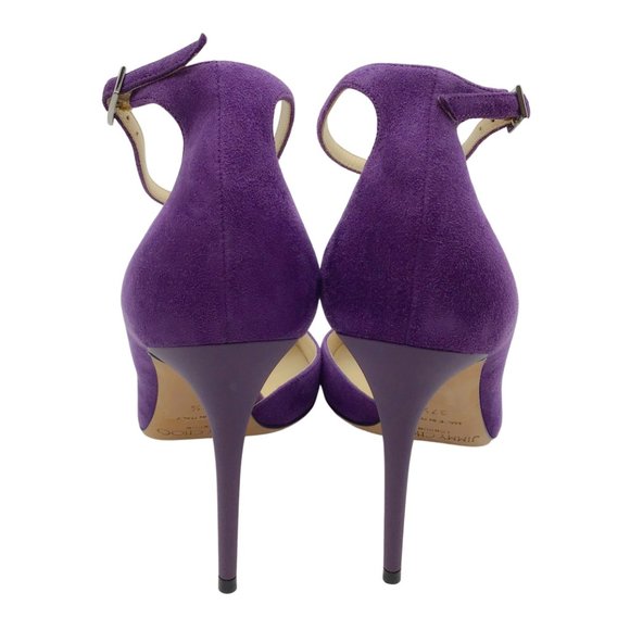 Jimmy Choo Purple Suede D'Orsay Pumps with Ankle Strap - Picture 5 of 6